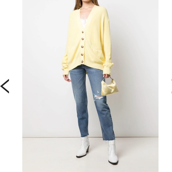 NEW! Re/Done cardigan 90’s oversized cardigan yellow 100% cotton … - Picture 2 of 11